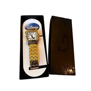 Mickey Mouse Watch Gold Tone, New with‎ Box, New Battery, Square, Bracelet
